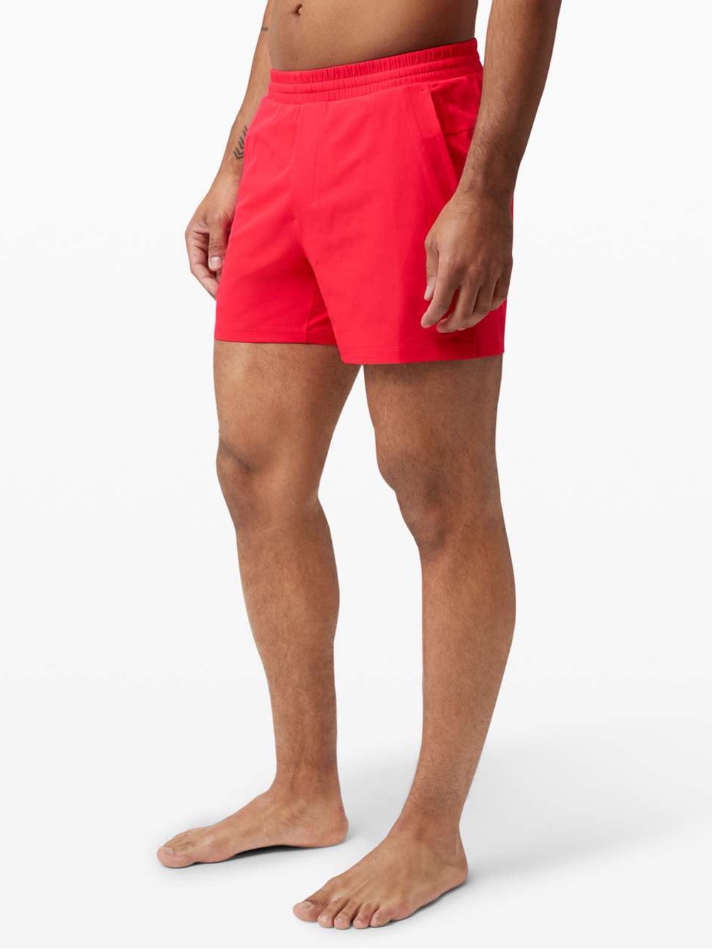Lululemon Men’s “channel Cross” Swim Short 5” Inseam W/ Brief Liner in SPICY RED